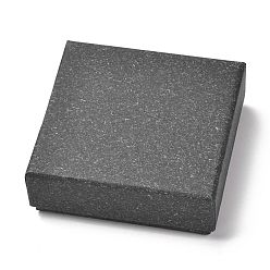 Черный Квадратная бумажная коробка, крышка с защелкой, с губчатым ковриком, коробка ювелирных изделий, чёрные, 11.2x11.2x3.9 см, Внутренние размеры: 103x103 mm