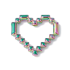 Rainbow Color Revestimiento iónico (ip) 304 anillos de unión de acero inoxidable, corazón de píxel hueco, color del arco iris, 19x20.5x2.5 mm, diámetro interior: 14.5x15.5 mm