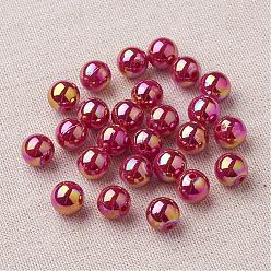 Roja India Perlas de acrílico de poliestireno ecológicas, color de ab chapado, rondo, piel roja, 10 mm, Agujero: 2 mm, sobre 980 unidades / 500 g
