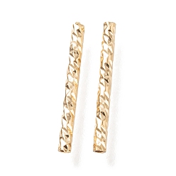 Real 24K Gold Plated Corrugated Brass Tube Beads, Long-Lasting Plated, Real 24K Gold Plated, 15x1.5mm, Hole: 0.7mm