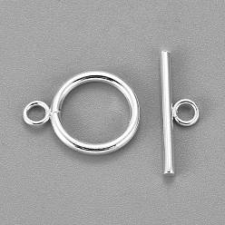 Argent 304 inoxydable fermoirs à bascule en acier, argenterie, anneau: 21x16x2 mm, trou: 3 mm, bar: 23x7x2 mm, Trou: 3mm