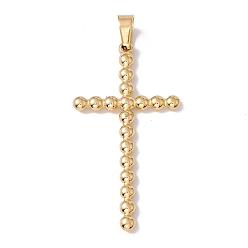 Golden Ion Plating(IP) 304 Stainless Steel Pendants, Cross Charms, Golden, 48x25x3mm, Hole: 4.5x6.5mm