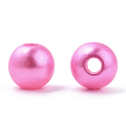 Ярко-Розовый Окрашенный распылением абс-пластик имитация жемчужных бусин, круглые, ярко-розовый, 6x5.5 мм, отверстие : 1.8 мм, около 4540 шт / 500 г
