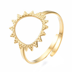 Oro 304 anillo de puño de acero inoxidable abierto al sol, anillo grueso hueco para mujer, dorado, tamaño de EE. UU. 7 1/4 (17.5 mm)