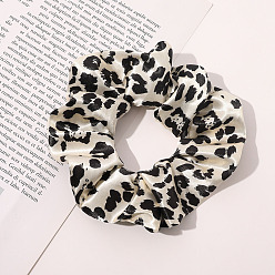 Old Lace Leopard Print Pattern Satin Face Elastic Hair Accessories, for Girls or Women, Scrunchie/Scrunchy Hair Ties, Old Lace, 120mm