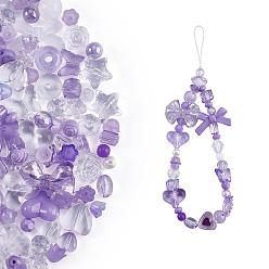 Pourpre 150 pièces perles acryliques roses aléatoires ours pastel perles entretoises papillon perles en vrac pour bijoux porte-clés téléphone lanière faisant, pourpre, 17mm