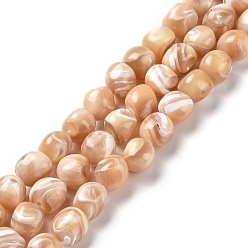 PeachPuff Natural Trochid Shell Beads Strands, Round, PeachPuff, 8~9x7.5~9.5x7.5~9.5mm, Hole: 0.8mm, about 45pcs/strand, 15.35~15.55 inch(39~39.5cm)