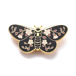 Púrpura Media Pin de esmalte de mariposa con flor, exquisito broche de esmalte de aleación para ropa de mochila, dorado, púrpura medio, 22x45x8.5 mm, pin: 0.7 mm