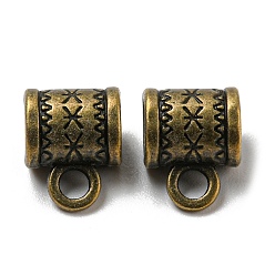 Antique Bronze Tibetan Style Hangers, Bail Beads, Lead Free and Cadmium Free, Column, Antique Bronze Color, 11x8x6mm, Hole: 2mm, Inner Diameter: 5mm