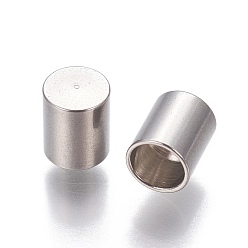 Stainless Steel Color 201 Stainless Steel Cord End Caps, Column, Stainless Steel Color, 6x5mm, Hole: 4mm