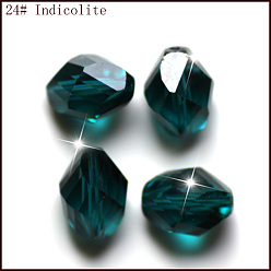 Cyan Oscuro Imitación perlas de cristal austriaco, aaa grado, facetados, bicono, cian oscuro, 6x8 mm, agujero: 0.7~0.9 mm