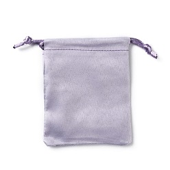 Lavanda Bolsas de embalaje de gamuza sintética, bolsas de cordón, lavanda, 9.6x8 cm
