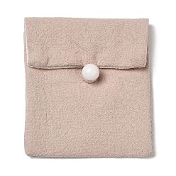 Antique White Burlap Packing Button Pouches Bags, for Jewelry Packaging, Rectangle, Antique White, 9.3x8.5x0.8~1.45cm