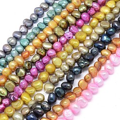 Mixed Color Dyed Natural Cultured Freshwater Pearl Beads Strands, Mixed Shape, Mixed Color, 8~10x6~7x5~6mm, Hole: 0.8mm, about 60pcs/strand, 14.5 inch(37cm)