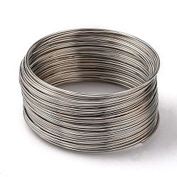 Platine Fil à mémoire de bracelet en acier, platine, Jauge 20, 0.8mm, 55 mm de diamètre intérieur , environ 1150 cercles/1000g.