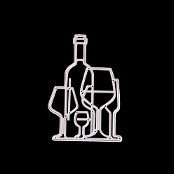 Matte Platinum Color Wine Glass Frame Carbon Steel Cutting Dies Stencils, for DIY Scrapbooking/Photo Album, Decorative Embossing DIY Paper Card, Matte Platinum, 9x5.6x0.08cm