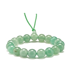 Aventurine Verte Bracelet extensible perles rondes en aventurine verte naturelle, bracelet perles calebasse mala pour femme, diamètre intérieur: 2-1/8 pouce (5.4 cm)