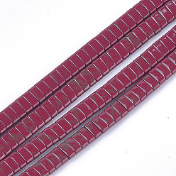 Marrón Enlaces de hebra sintética no magnética pintada con aerosol, cuentas portadoras de dos orificios, para la fabricación de pulseras elásticas de azulejos, Rectángulo, marrón, 2x5x2 mm, agujero: 0.6 mm, sobre 172 unidades / cadena, 16.1 pulgada