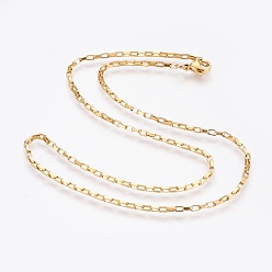 Golden 304 Stainless Steel Box Chain Necklaces, with 304 Stainless Steel Beads and Clasps, Golden, 17.7 inch(45cm), 2.5mm