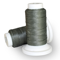 Gris Cordon plat de polyester ciré, pour la couture de cuir, grises , 0.8mm, environ 54.68 yards (50m)/rouleau