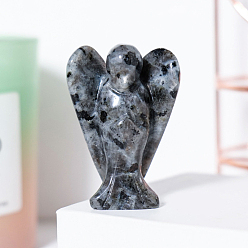 Labradorite Décorations d'affichage de figurine d'ange de labradorite naturelle, ornements en pierre d'énergie reiki, 50x35mm