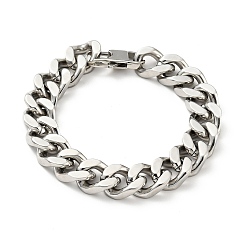 Stainless Steel Color 201 Stainless Steel Curb Chain Bracelet for Men Women, Stainless Steel Color, 8-3/4 inch(22.2cm)