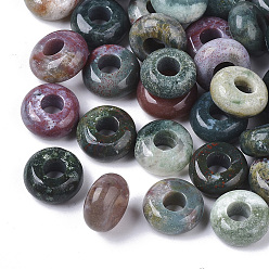 Agate Indienne Naturelles agate indienne perles européennes, Perles avec un grand trou   , rondelle, 10x4.5mm, Trou: 4mm