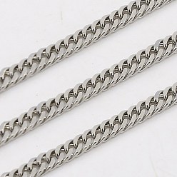 Stainless Steel Color 304 Stainless Steel Double Link Chains, Unwelded, Faceted, Stainless Steel Color, 3x1.5mm