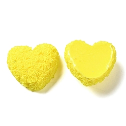Jaune Cabochons en résine opaque, cœur, jaune, 22.5x25x11mm