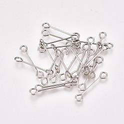 Stainless Steel Color 304 Stainless Steel Eye Pins, Double Sided Eye Pins, Stainless Steel Color, 16x3x0.5mm, Hole: 1.6mm
