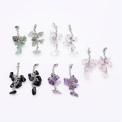 Mixed Color 304 Stainless Steel Ear Nuts, Friction Earring Backs for Stud Earrings, with Natural Gemstone Chip Beads and Iron Findings, Mixed Color, 49mm, Hole: 1mm