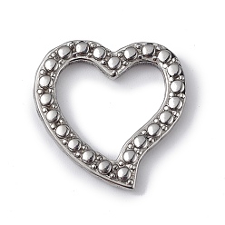 Stainless Steel Color 304 Stainless Steel Linking Rings, Bumpy, Asymmetrical Heart, Stainless Steel Color, 22x22x2.5mm, Inner Diameter: 12x15.5mm