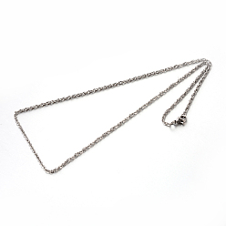 Stainless Steel Color 304 Stainless Steel Rope Chain Necklaces, Stainless Steel Color, 19.7 inch(50cm), 2mm