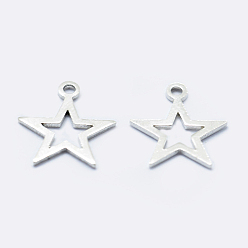 Серебро 925 серебряные шармы, звезда, серебряные, 11x9.5x0.8 мм, отверстие : 1 мм