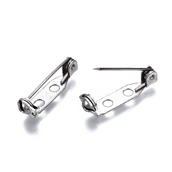 Stainless Steel Color 201 Stainless Steel Brooch Pin Back Safety Catch Bar Pins, with 2 Holes, Stainless Steel Color, 21x4.5x6mm, Hole: 2mm, Pin: 0.5mm