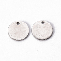 Stainless Steel Color 201 Stainless Steel Stamping Blank Tag Pendants, Flat Round, Stainless Steel Color, 10x1mm, Hole: 1.2mm