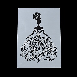 Clothes Modèles de pochoirs de peinture de dessin creux en plastique, pour la peinture sur scrapbook tissu carreaux sol meubles bois, robe de mariée, 291x210x0.3mm