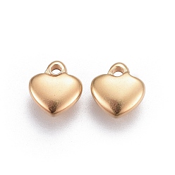 Oro 304 encantos de acero inoxidable, corazón inflado, dorado, 7x6.5x2.6 mm, agujero: 1 mm