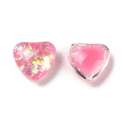 Hot Pink Resin Imitation Opal Cabochons, Heart, Hot Pink, 5.5x6x3mm