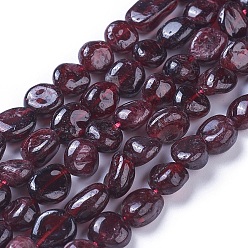 Garnet Natural Garnet Beads Strands, Tumbled Stone, Nuggets, 8~15x8~10mm, Hole: 1mm, about 43~44pcs/strand, 15 inch~15.6 inch(38~39.5cm)