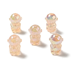Pêche Placage uv perles acryliques irisées arc-en-ciel, astronaute, peachpuff, 20x14x13.5mm, Trou: 3.5mm