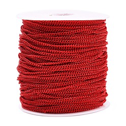 Rouge Électrophorèse chaînes de fer tordues, non soudée, avec bobine, couleur unie, ovale, rouge, 3x2.2x0.6mm, environ 328.08 pieds (100 m)/rouleau