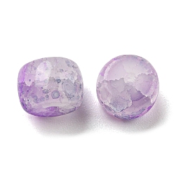 Púrpura Hebra de perlas de vidrio craquelado transparente, columna, púrpura, 8x6 mm, agujero: 1.6 mm, sobre 20 unidades / bolsa