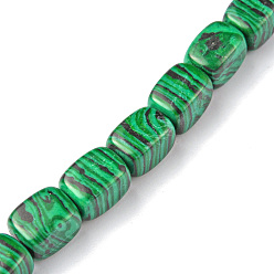 Malachite Synthetic Malachite Beads Strands, Cuboid, 8.5~11x7.5~9x7.5~9mm, Hole: 1.2mm, about 20pcs/strand, 7.72~8.74 inch(19.6~22.2cm)