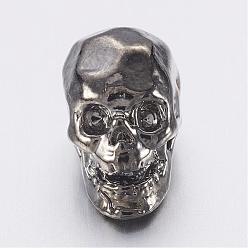 Gunmetal Alloy Beads, Skull, Gunmetal, 12x7x9.5mm, Hole: 1.2mm