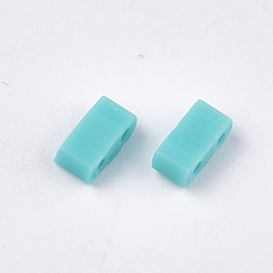 Pale Turquoise 2-Hole Opaque Glass Seed Beads, Frosted, Rectangle, Pale Turquoise, 4.5~5.5x2x2~2.5mm, Hole: 0.5~0.8mm