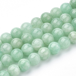 Myanmar Jade Perles de jade du Myanmar naturel / jade birmane, ronde, teint, 6mm, Trou: 1mm, Environ 62 pcs/chapelet, 15.5 pouce