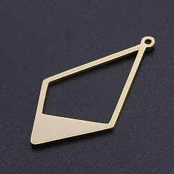 Golden 201 Stainless Steel Pendants, Rhombus, Golden, 36x18x1mm, Hole: 1.4mm
