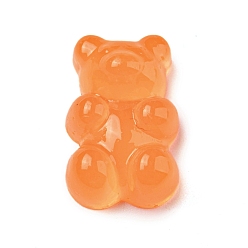 Темно-Оранжевый Светящиеся кабошонов смолы, медведь, темно-оранжевый, 17.5x11.5x6 мм