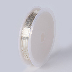 Серебро Круглая медная проволока для изготовления ювелирных изделий, долговечный, серебряный цвет гальваническим, 26 датчик, 0.4 мм, около 32.8 футов (10 м) / рулон, 10 рулонов / группы